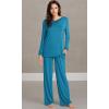 image:imageWiWi Bamboo Viscose Pajamas Sets for Women Lace Trim Long Sleeve Sleepwear Lounge Sets Plus Size Pjs with pockets S4XAteal Blue