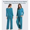 image:imageWiWi Bamboo Viscose Pajamas Sets for Women Lace Trim Long Sleeve Sleepwear Lounge Sets Plus Size Pjs with pockets S4XAteal Blue