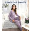 image:imageWiWi Bamboo Viscose Pajamas Sets for Women Lace Trim Long Sleeve Sleepwear Lounge Sets Plus Size Pjs with pockets S4XAviolet