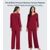 image:imageWiWi Bamboo Viscose Pajamas Sets for Women Lace Trim Long Sleeve Sleepwear Lounge Sets Plus Size Pjs with pockets S4XAwine