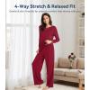 image:imageWiWi Bamboo Viscose Pajamas Sets for Women Lace Trim Long Sleeve Sleepwear Lounge Sets Plus Size Pjs with pockets S4XAwine