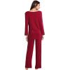 image:imageWiWi Bamboo Viscose Pajamas Sets for Women Lace Trim Long Sleeve Sleepwear Lounge Sets Plus Size Pjs with pockets S4XAwine Red