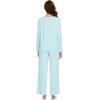 image:imageWiWi Bamboo Viscose Pajamas Sets for Women Lace Trim Long Sleeve Sleepwear Lounge Sets Plus Size Pjs with pockets S4XBaqua
