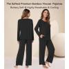 image:imageWiWi Bamboo Viscose Pajamas Sets for Women Lace Trim Long Sleeve Sleepwear Lounge Sets Plus Size Pjs with pockets S4XBblack