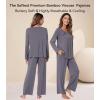 image:imageWiWi Bamboo Viscose Pajamas Sets for Women Lace Trim Long Sleeve Sleepwear Lounge Sets Plus Size Pjs with pockets S4XBdark Grey