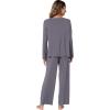 image:imageWiWi Bamboo Viscose Pajamas Sets for Women Lace Trim Long Sleeve Sleepwear Lounge Sets Plus Size Pjs with pockets S4XBdark Grey