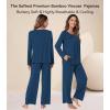 image:imageWiWi Bamboo Viscose Pajamas Sets for Women Lace Trim Long Sleeve Sleepwear Lounge Sets Plus Size Pjs with pockets S4XBink Blue