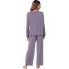 image:imageWiWi Bamboo Viscose Pajamas Sets for Women Lace Trim Long Sleeve Sleepwear Lounge Sets Plus Size Pjs with pockets S4XBviolet