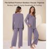 image:imageWiWi Bamboo Viscose Pajamas Sets for Women Lace Trim Long Sleeve Sleepwear Lounge Sets Plus Size Pjs with pockets S4XBviolet