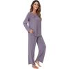 image:imageWiWi Bamboo Viscose Pajamas Sets for Women Lace Trim Long Sleeve Sleepwear Lounge Sets Plus Size Pjs with pockets S4XBviolet