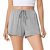 image:imageWiWi Bamboo Visose Pajama Shorts for Women Soft Sleep Bottoms Plus Size Lounge Boxers Pj Sleepwear Bottom S4XDheather Greygrey White Stripe