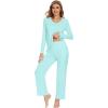 image:imageWiWi Pajamas for Women Long Sleeve Cooling Sleepwear Pants Set Super Soft Pj Viscose from Bamboo Loungewear Sets SXXLAaqua