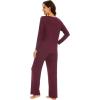 image:imageWiWi Pajamas for Women Long Sleeve Cooling Sleepwear Pants Set Super Soft Pj Viscose from Bamboo Loungewear Sets SXXLAbrownish Red