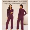 image:imageWiWi Pajamas for Women Long Sleeve Cooling Sleepwear Pants Set Super Soft Pj Viscose from Bamboo Loungewear Sets SXXLAbrownish Red
