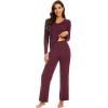 image:imageWiWi Pajamas for Women Long Sleeve Cooling Sleepwear Pants Set Super Soft Pj Viscose from Bamboo Loungewear Sets SXXLAbrownish Red