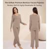 image:imageWiWi Pajamas for Women Long Sleeve Cooling Sleepwear Pants Set Super Soft Pj Viscose from Bamboo Loungewear Sets SXXLAcamel