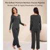 image:imageWiWi Pajamas for Women Long Sleeve Cooling Sleepwear Pants Set Super Soft Pj Viscose from Bamboo Loungewear Sets SXXLAcharcoal Heather