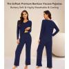 image:imageWiWi Pajamas for Women Long Sleeve Cooling Sleepwear Pants Set Super Soft Pj Viscose from Bamboo Loungewear Sets SXXLAnavy