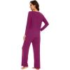 image:imageWiWi Pajamas for Women Long Sleeve Cooling Sleepwear Pants Set Super Soft Pj Viscose from Bamboo Loungewear Sets SXXLApurplish Red