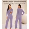 image:imageWiWi Pajamas for Women Long Sleeve Cooling Sleepwear Pants Set Super Soft Pj Viscose from Bamboo Loungewear Sets SXXLAviolet