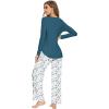 image:imageWiWi Pajamas for Women Long Sleeve Cooling Sleepwear Pants Set Super Soft Pj Viscose from Bamboo Loungewear Sets SXXLAwhiteGreen Dots