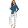 image:imageWiWi Pajamas for Women Long Sleeve Cooling Sleepwear Pants Set Super Soft Pj Viscose from Bamboo Loungewear Sets SXXLAwhiteGreen Dots