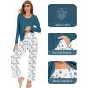 image:imageWiWi Pajamas for Women Long Sleeve Cooling Sleepwear Pants Set Super Soft Pj Viscose from Bamboo Loungewear Sets SXXLAwhiteGreen Dots