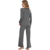 image:imageWiWi Pajamas for Women Long Sleeve Cooling Sleepwear Pants Set Super Soft Pj Viscose from Bamboo Loungewear Sets SXXLBdark Heather Grey