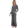 image:imageWiWi Pajamas for Women Long Sleeve Cooling Sleepwear Pants Set Super Soft Pj Viscose from Bamboo Loungewear Sets SXXLBdark Heather Grey