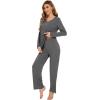 image:imageWiWi Pajamas for Women Long Sleeve Cooling Sleepwear Pants Set Super Soft Pj Viscose from Bamboo Loungewear Sets SXXLCdark Heather Grey