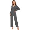 image:imageWiWi Pajamas for Women Long Sleeve Cooling Sleepwear Pants Set Super Soft Pj Viscose from Bamboo Loungewear Sets SXXLCdark Heather Grey