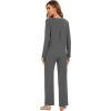 image:imageWiWi Pajamas for Women Long Sleeve Cooling Sleepwear Pants Set Super Soft Pj Viscose from Bamboo Loungewear Sets SXXLCdark Heather Grey