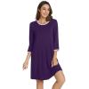 image:imageWiWi Super Soft Nightgowns for Women 34 Sleeve Cooling Nightshirts Sleepwear Bamboo Viscose Dress S4XDdark Purple