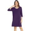 image:imageWiWi Super Soft Nightgowns for Women 34 Sleeve Cooling Nightshirts Sleepwear Bamboo Viscose Dress S4XDdark Purple