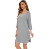 image:imageWiWi Super Soft Nightgowns for Women 34 Sleeve Cooling Nightshirts Sleepwear Bamboo Viscose Dress S4XEheather Grey