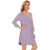 image:imageWiWi Super Soft Nightgowns for Women 34 Sleeve Cooling Nightshirts Sleepwear Bamboo Viscose Dress S4XEviolet