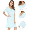 image:imageWiWi Viscose Bamboo Nightgowns for Women Short Sleeve Sleepwear Super Soft Sleep Shirt Cooling Plus Size Loungewear S4XAaqua
