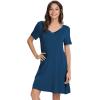 image:imageWiWi Viscose Bamboo Nightgowns for Women Short Sleeve Sleepwear Super Soft Sleep Shirt Cooling Plus Size Loungewear S4XAink Blue