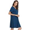 image:imageWiWi Viscose Bamboo Nightgowns for Women Short Sleeve Sleepwear Super Soft Sleep Shirt Cooling Plus Size Loungewear S4XAink Blue
