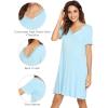 image:imageWiWi Viscose Bamboo Nightgowns for Women Short Sleeve Sleepwear Super Soft Sleep Shirt Cooling Plus Size Loungewear S4XApale Blue