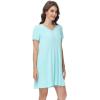 image:imageWiWi Viscose Bamboo Nightgowns for Women Short Sleeve Sleepwear Super Soft Sleep Shirt Cooling Plus Size Loungewear S4XDaqua