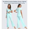 image:imageWiWi Viscose from Bamboo Pajama Sets for Women Super Soft Pjs Short Sleeve with Pants Cooling Sleepwear Loungewear SXXLAaqua