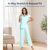 image:imageWiWi Viscose from Bamboo Pajama Sets for Women Super Soft Pjs Short Sleeve with Pants Cooling Sleepwear Loungewear SXXLAaqua
