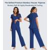 image:imageWiWi Viscose from Bamboo Pajama Sets for Women Super Soft Pjs Short Sleeve with Pants Cooling Sleepwear Loungewear SXXLAblue Depth