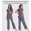 image:imageWiWi Viscose from Bamboo Pajama Sets for Women Super Soft Pjs Short Sleeve with Pants Cooling Sleepwear Loungewear SXXLAdark Grey