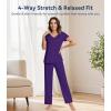 image:imageWiWi Viscose from Bamboo Pajama Sets for Women Super Soft Pjs Short Sleeve with Pants Cooling Sleepwear Loungewear SXXLAdark Purple