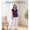 image:imageWiWi Viscose from Bamboo Pajama Sets for Women Super Soft Pjs Short Sleeve with Pants Cooling Sleepwear Loungewear SXXLAdark Purple Dots