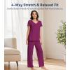 image:imageWiWi Viscose from Bamboo Pajama Sets for Women Super Soft Pjs Short Sleeve with Pants Cooling Sleepwear Loungewear SXXLAdark Reddish Purple