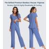 image:imageWiWi Viscose from Bamboo Pajama Sets for Women Super Soft Pjs Short Sleeve with Pants Cooling Sleepwear Loungewear SXXLAfog Blue