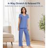 image:imageWiWi Viscose from Bamboo Pajama Sets for Women Super Soft Pjs Short Sleeve with Pants Cooling Sleepwear Loungewear SXXLAfog Blue